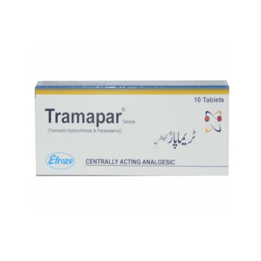 Box of Tramapar tablets with Etraze logo on a white background