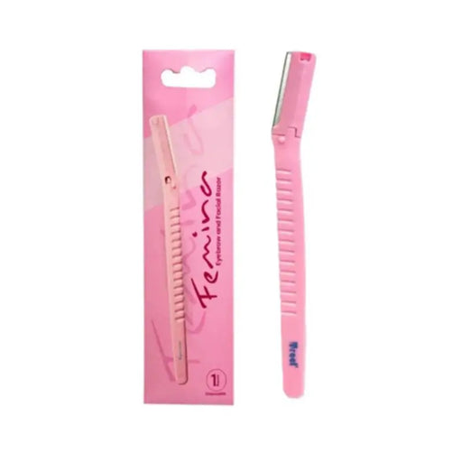 Pink comb with packaging on a white background
