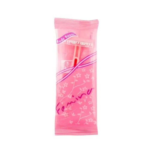 Pink package with floral design on a white background