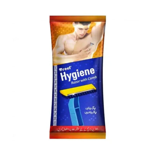 Meeer Hygiene razor with comb packaging on a white background