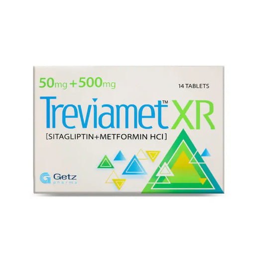 Box of Treviamet XR tablets with Getz logo on a white background
