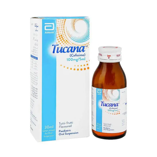 Tucana syrup bottle and packaging on a white background