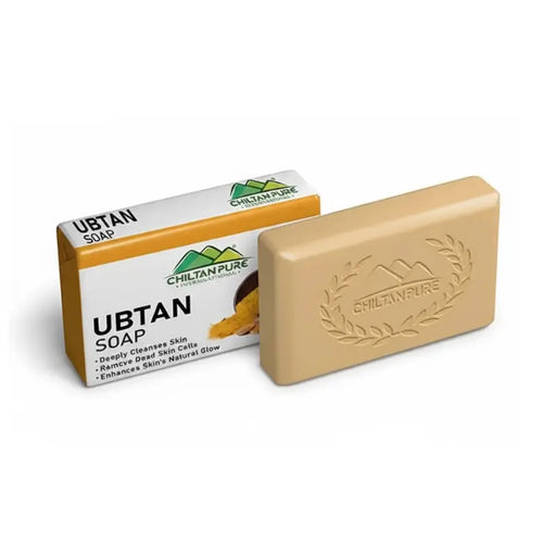 Chilthan Pure Ubtan Soap with packaging on a white background
