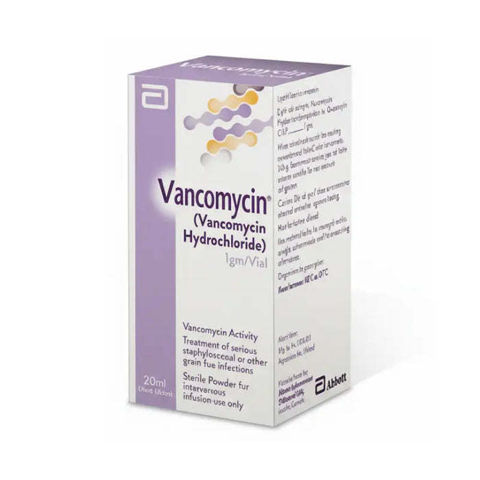 Box of Vancomycin Hydrochloride on a white background