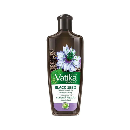 Vatika Black Seed hair oil bottle on a white background