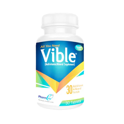 Vible multivitamin supplement bottle on a white background