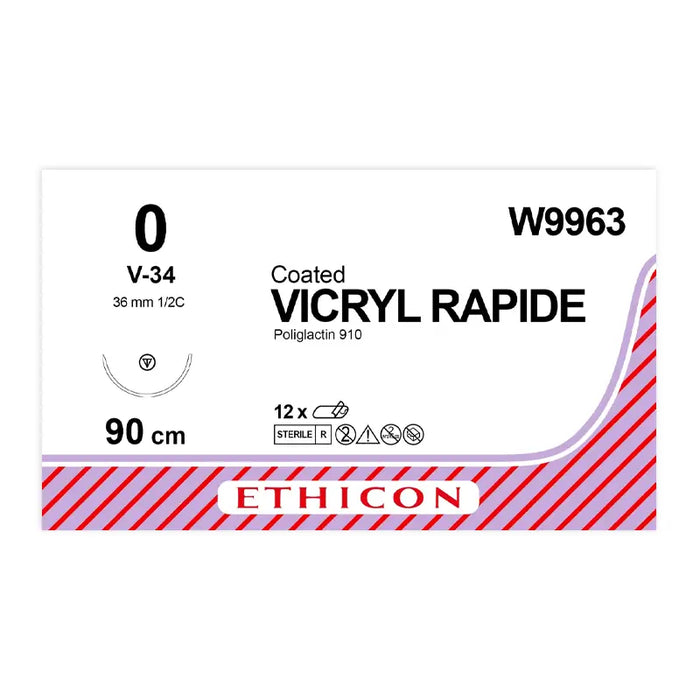 VICRYL 0 RAPIDE 90CM W9963 12'S