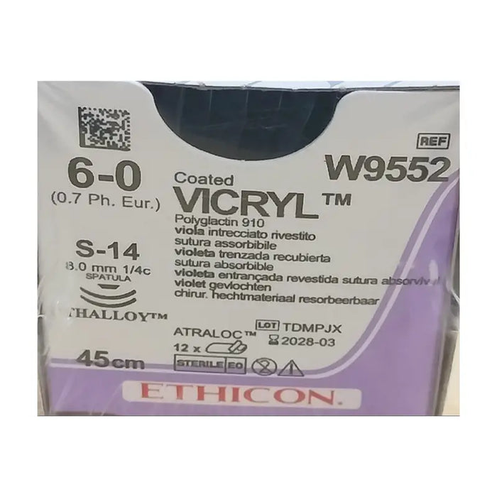 VICRYL 6-0 8.0MM W9552 RB 1'S