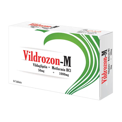 Vildrozon-M medication box with green and red design on a white background