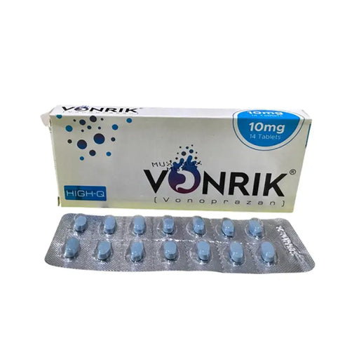 Vonrik medication packaging with tablets on a white background