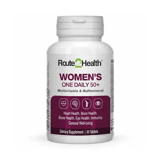 Route2Health Women's One Daily 50+ multivitamin supplement bottle on a white background