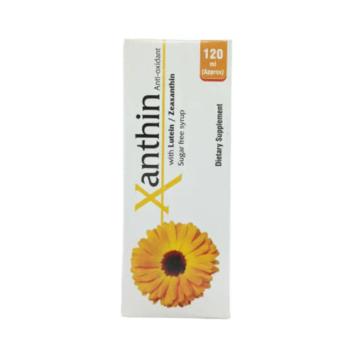 Xanthin dietary supplement box with a sunflower on a white background