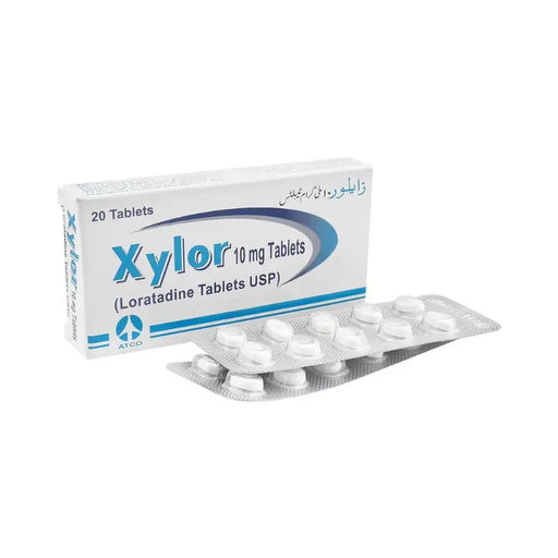 Box of Xylor 10 mg Tablets with blister pack on a white background