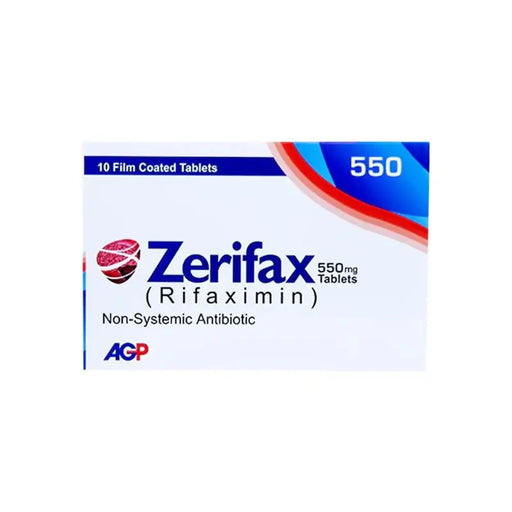 Box of Zerifax 550mg Tablets with AGP logo on a white background