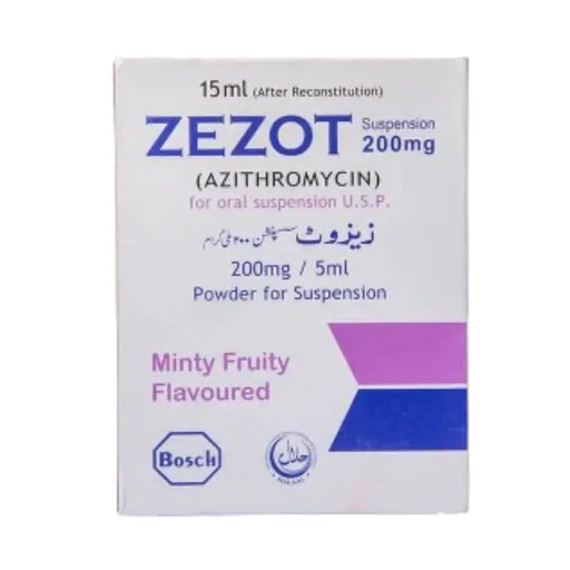 ZEZOT suspension packaging with branding on a white background