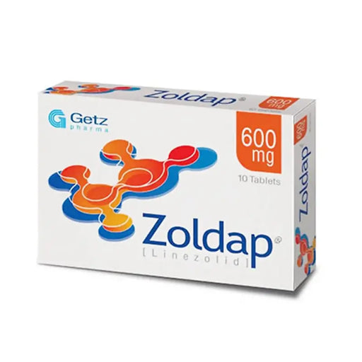 Box of Zoldap tablets by Getz Pharma on a white background