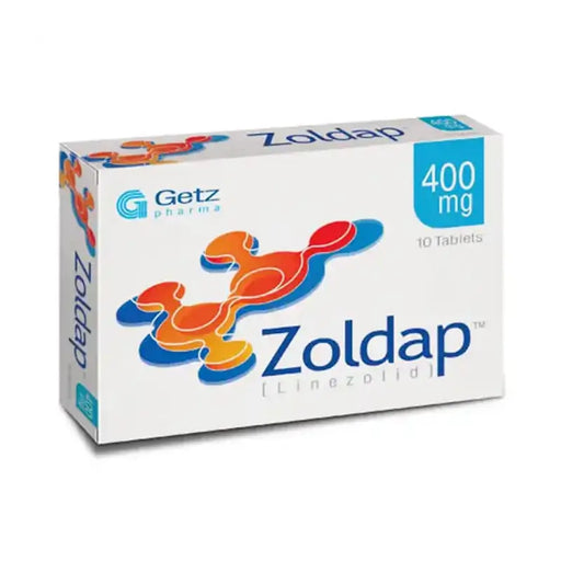 Box of Zoldap tablets by Getz Pharma on a white background
