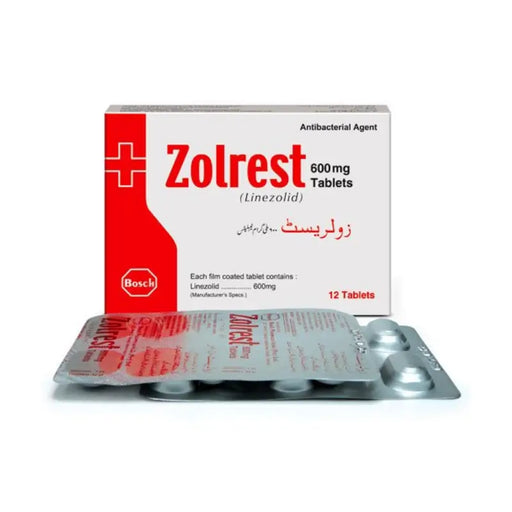 Zolrest 600mg Tablets packaging with blister pack on a white background