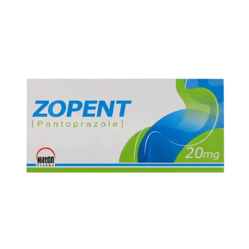 Zopent Pantoprazole 20mg packaging on a white background
