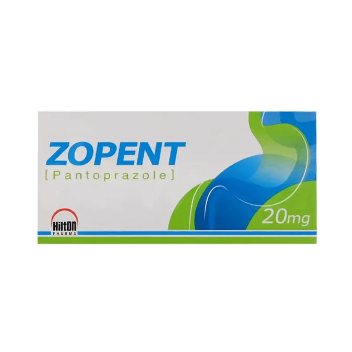 Zopent Pantoprazole 20mg packaging on a white background