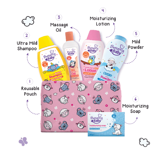BUTTERFLY BABY GIFT POUCH PINK 1S