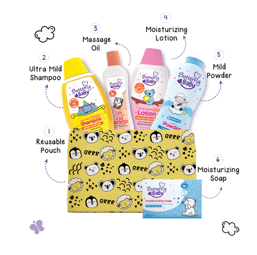 BUTTERFLY BABY GIFT POUCH MUSTARD 1S