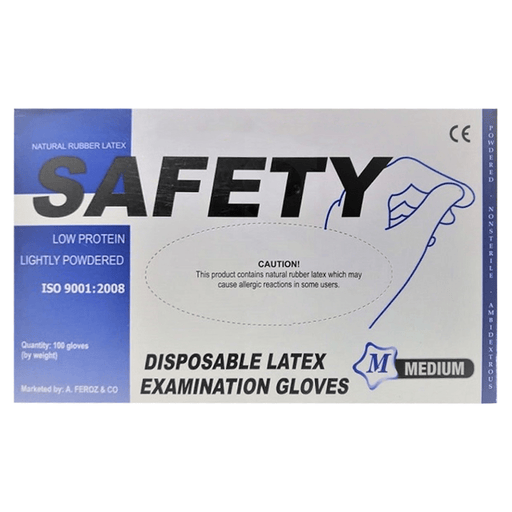 LATEX EXAM.GLOVES SAFETY (M) 1S